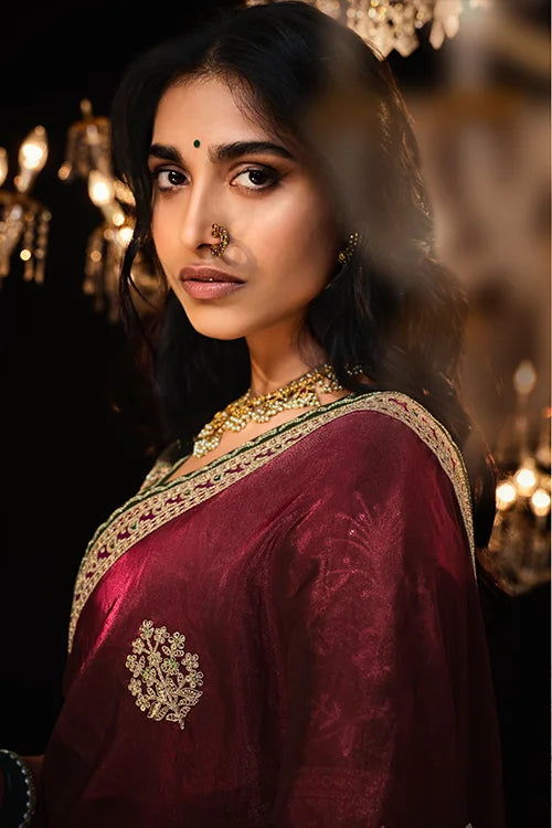 Buy Designer Banarasi Silk Saree With Designer Blouse Piece At Shubhkala Fashion