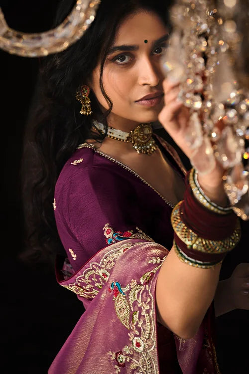 Latest Wedding Colelction For Woven Wear Saree With Designer Blouse