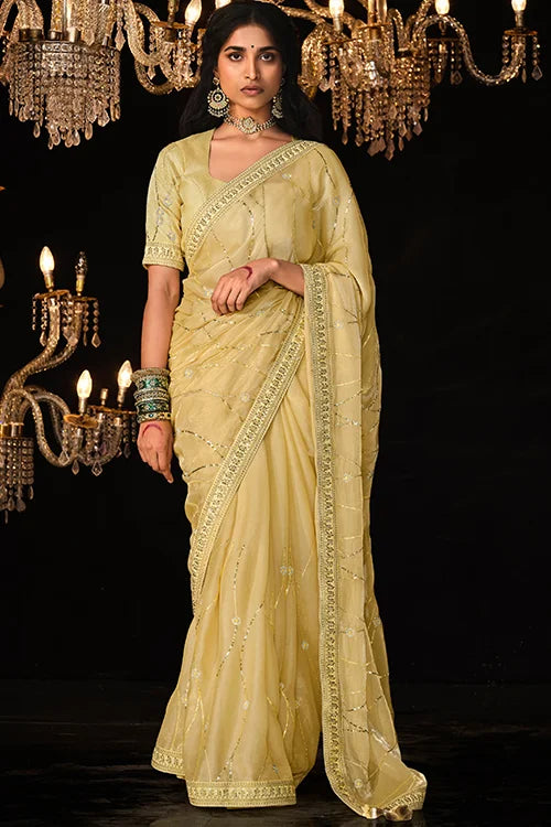 Tissue Fabric Wedding Festival Collection Saree With Blouse