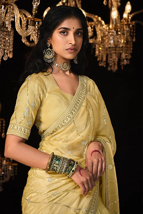 Tissue Fabric Wedding Festival Collection Saree With Blouse