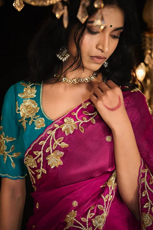 Riveting Fancy Fabric Wedding Trendy Saree With Fancy Blouse