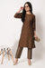Office Wear Maslin Silk Stitched Foil Print Kurta Pant Set