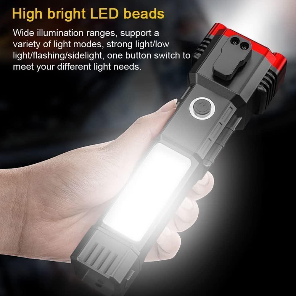 Emergency LED Flashlights With Power Bank And Safety Hammer