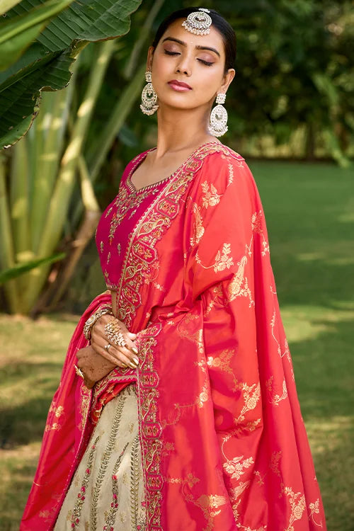 Wedding  Woven Designer Chaniya Choli With Dupatta At Shubhkala Fashion