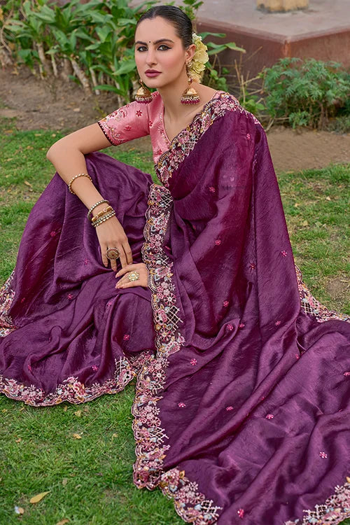 Wedding Collection For Women Designer Saree With Handwork Blouse