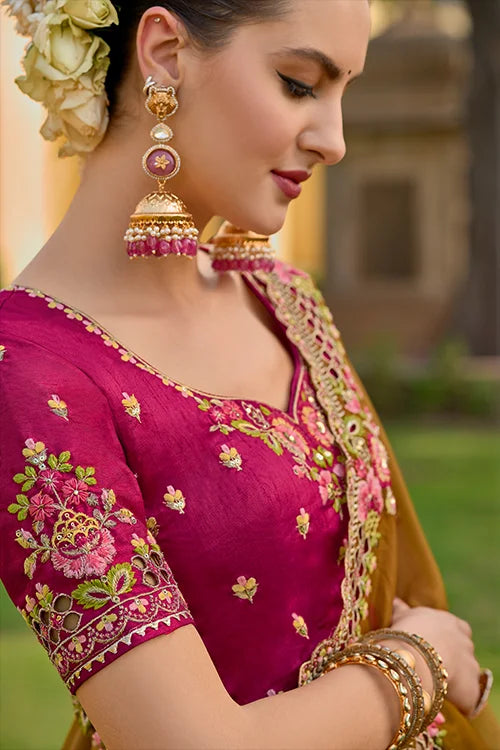 Organza Silk Handwork Saree With Blouse Piece At Shubhakala