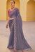 Dusty Purple Organza Silk Handwork Saree With Fancy Blouse Piece