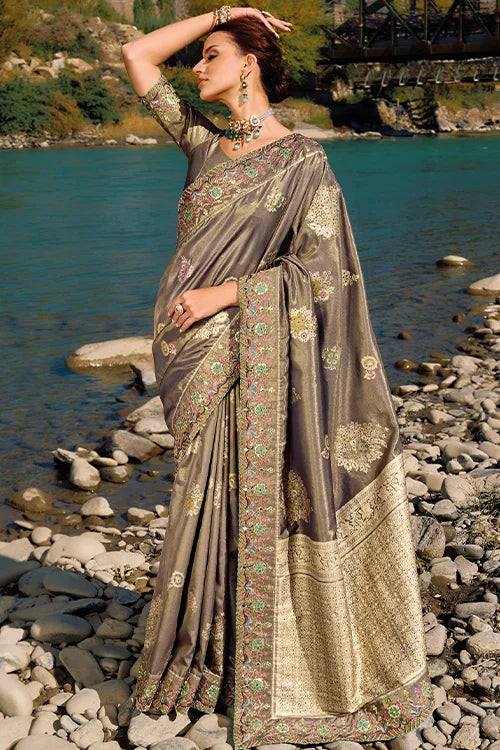 Buy Latest Indian Wedding Designer Saree With Designer Blouse Piece