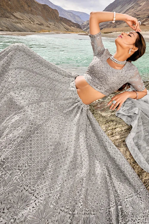 Heavy Embroidery Mirror Work Lehenga Choli With Dupatta At Shubhkala Fashion