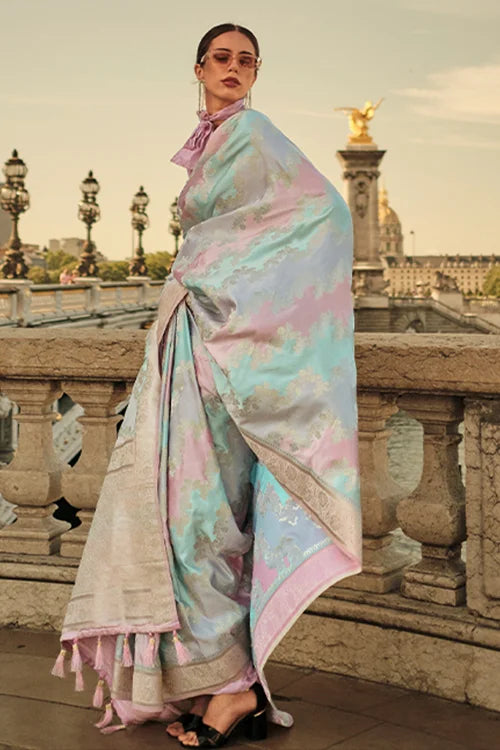 Banarasi Satin Silk Saree with Unstitched Blouse