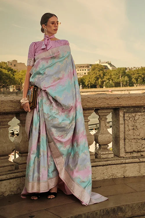 Banarasi Satin Silk Saree with Unstitched Blouse