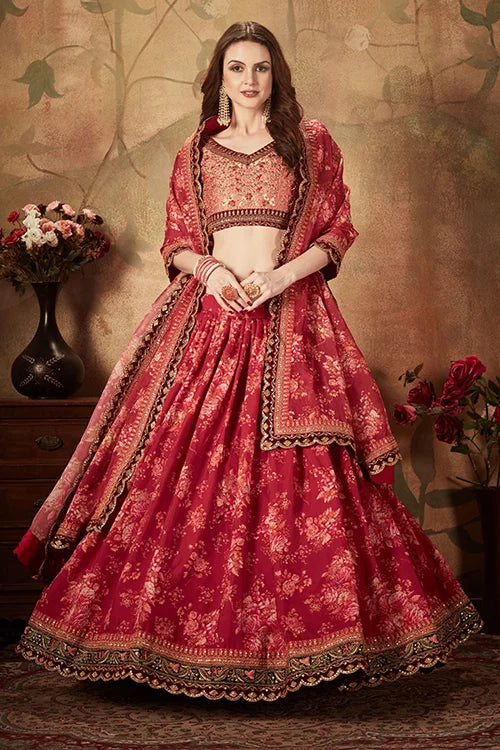 Maroon Peach Wedding Lehenga Choli – Elegant Bridal Wear