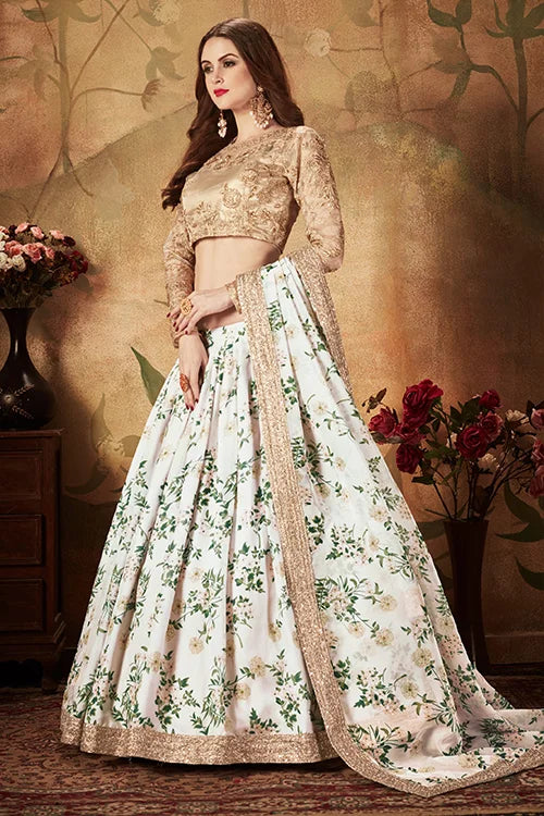 Off-White Bridal Lehenga Choli with Dupatta – ShubhKala Store