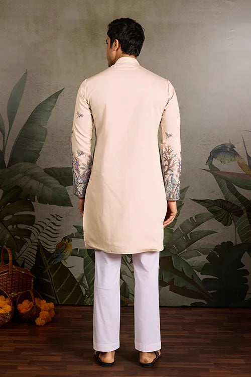 Beige Embroidered Work Beautiful Kurta for Men