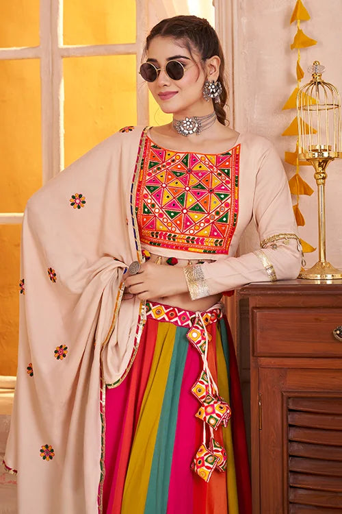 Gorgeous Multi Color with Beige Navratri Chaniya Choli Set