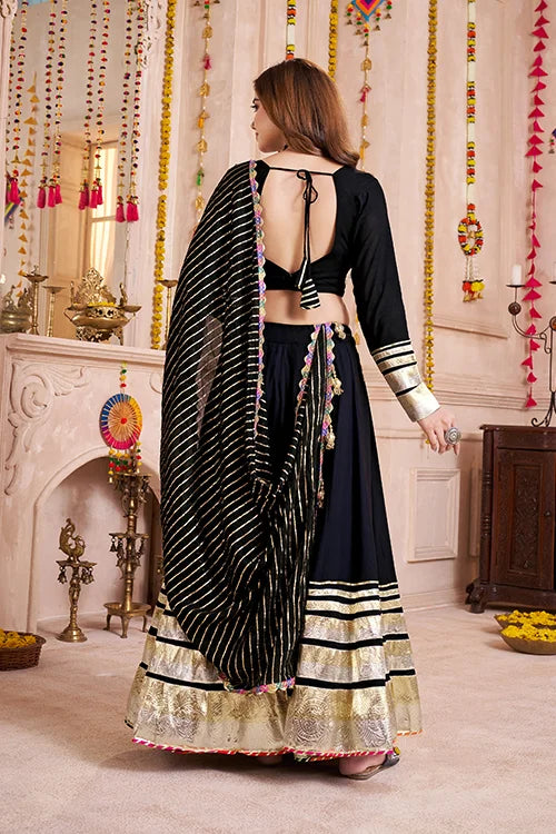 Black Chaniya Choli with Gamthi Lace for Navratri