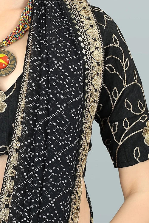 Black Georgette Bandhani Saree with Designer Blouse