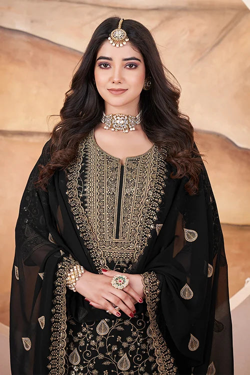 Black Embroidered Women Wear Three Piece Pakistani Suit