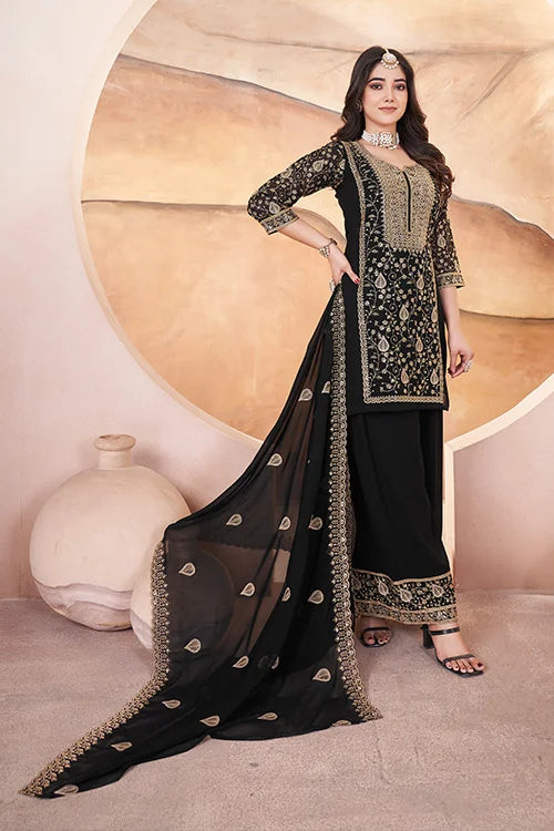 Black Embroidered Women Wear Three Piece Pakistani Suit