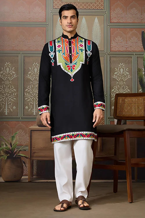 Black Trending Designer Festival Wear Men’s Kurta