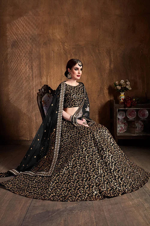 Black Latest Lehenga Choli Elegant Designer Wear