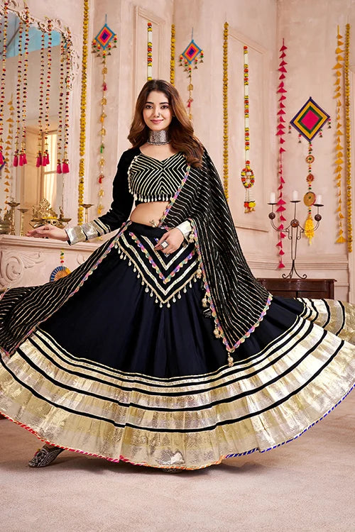 Black Chaniya Choli with Gamthi Lace for Navratri