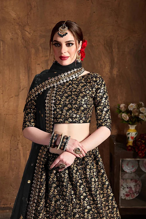 Black Latest Lehenga Choli Elegant Designer Wear