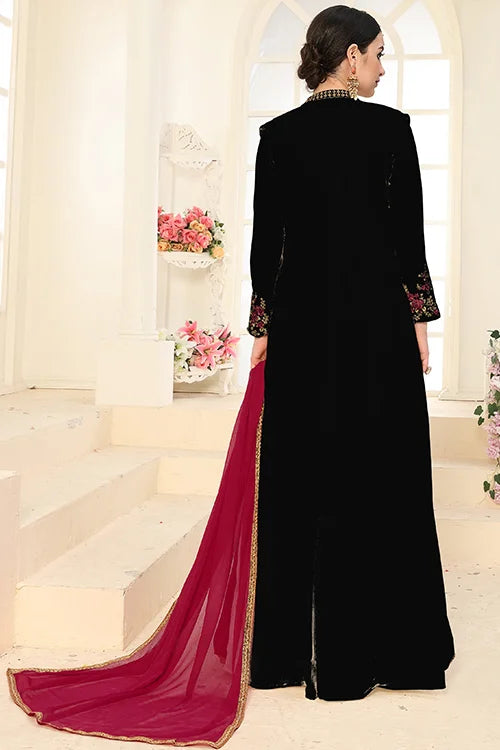 Elegant Black Zari Embroidered Diamond Work Suit for Women