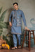 Blue Gray Open Koti Style Full Kurta Pajama Set for Men