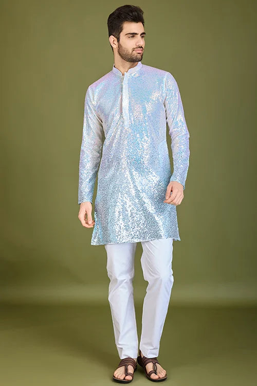 Stylish Ombre Blue Kurta For Men – Festive & Wedding Men's Kurta