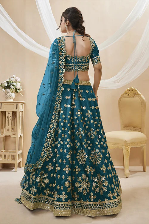 Blue Embroidered Ethnic Lehenga Choli with Dupatta