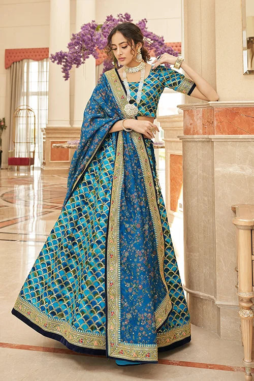 Blue Sequins Embroidery Buy Indian Lehenga Choli Collection