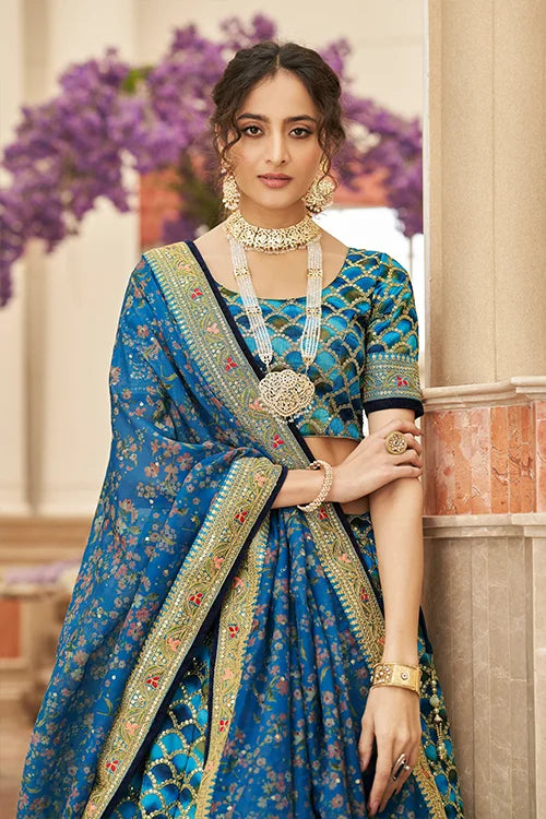 Blue Sequins Embroidery Buy Indian Lehenga Choli Collection
