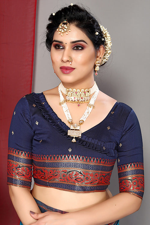 Blue Stylish Weaving and Lovely Paithani Silk Sarees