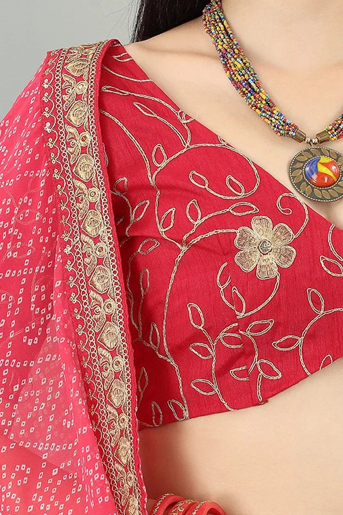 Buy Bollywood Designer Pink Bandhani Saree Online