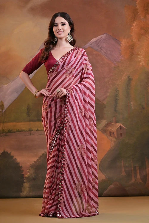 Bollywood Designer Maroon Georgette Saree Online