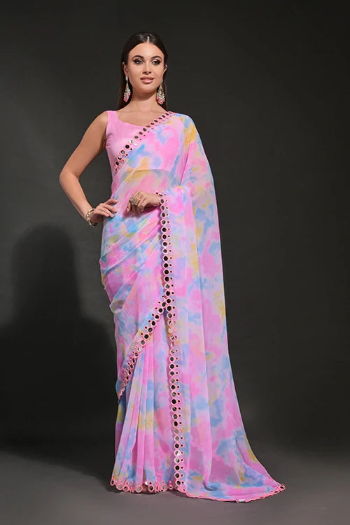 Bollywood Designer Pink Georgette Saree Online | Buy Now