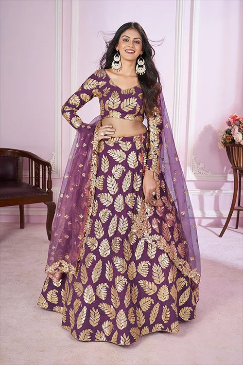 Georgette Lehenga Choli with Sequins & Zari Embroidery