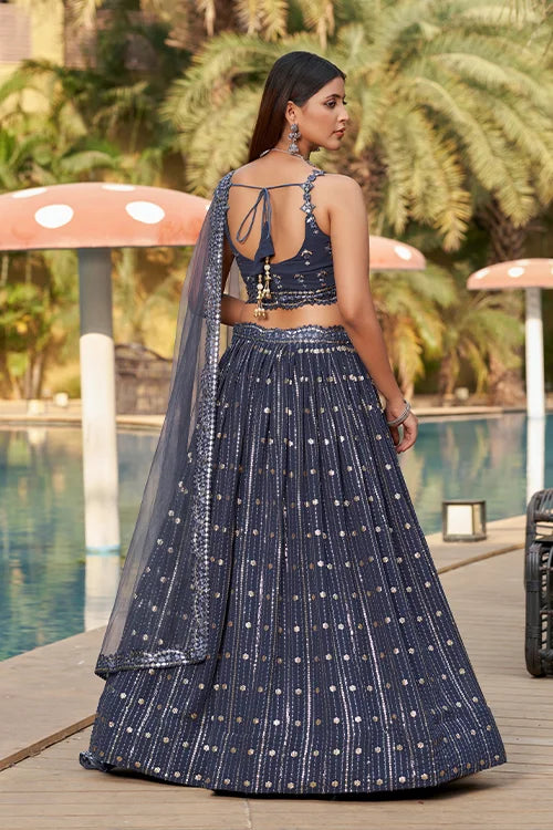 Bridal Wear Collection For Women Lehenga Choli With Dupatta Grey Colur