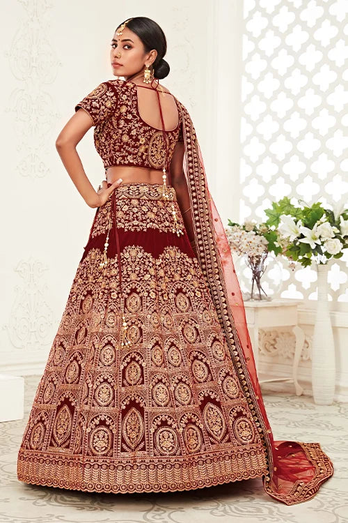 Bridal Wear Collection Lehenga Choli With Dupatta Red Colour