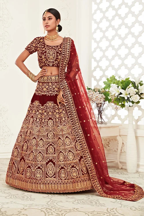 Bridal Wear Collection Lehenga Choli With Dupatta Red Colour