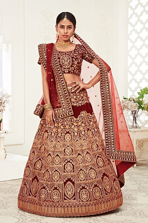 Bridal Wear Collection Lehenga Choli With Dupatta Red Colour