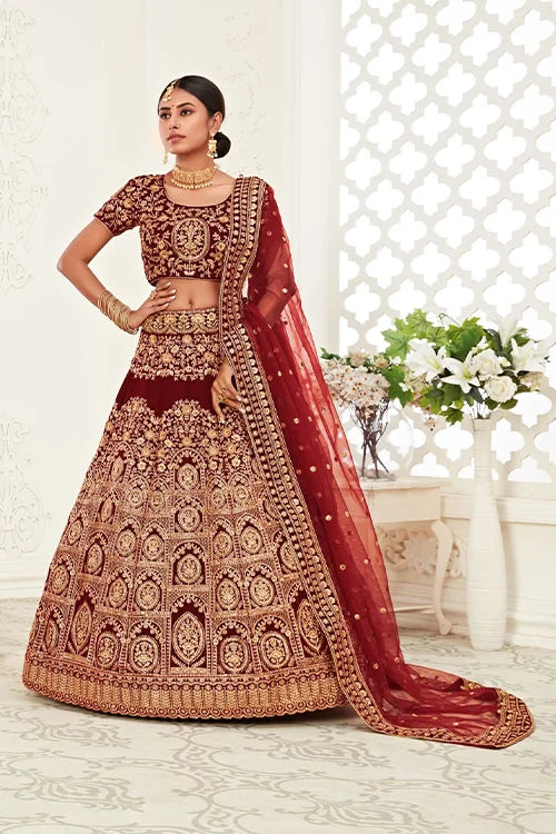 Bridal Wear Collection Lehenga Choli With Dupatta Red Colour