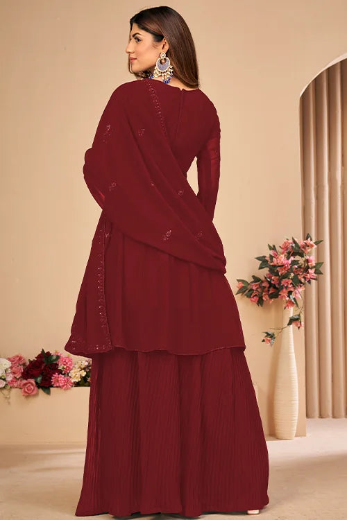 Beautiful Bridesmaid Sequins Kurta Sharara Set Dupatta