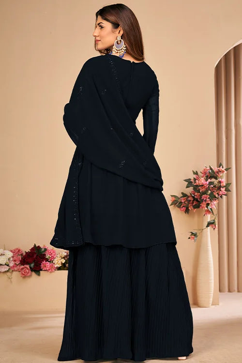 Beautiful Bridesmaid Sequins Kurta Sharara Set Dupatta