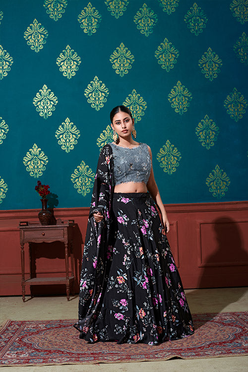 Girly Bridesmaid Beautiful Silk Printed Work Lehenga Choli