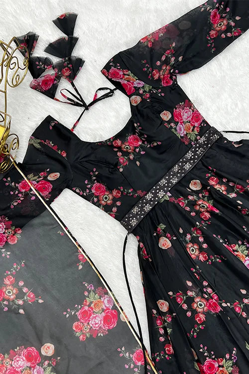 Ready to Wear Black Color Anarkali Suit for Weddings Functions