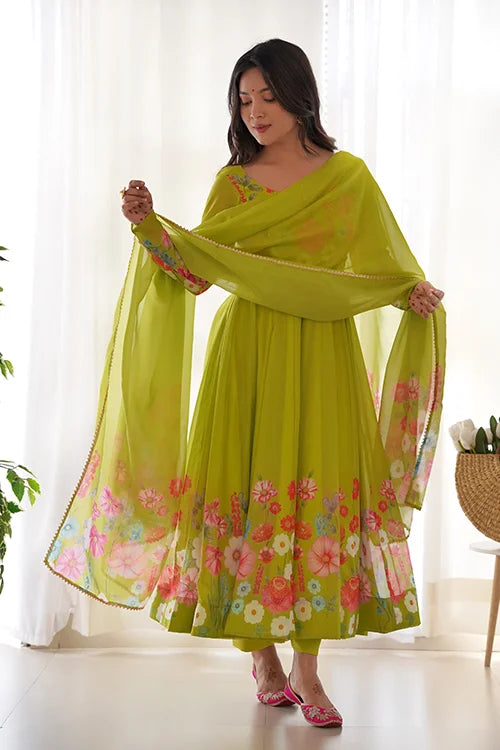 Liril Floral Printed Organza Anarkali Suit Online Shopping