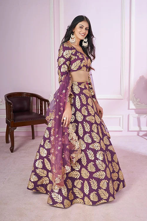 Georgette Lehenga Choli with Sequins & Zari Embroidery