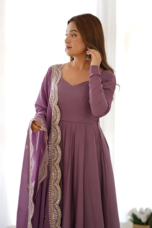 Stylish Long Anarkali Gown with Dupatta for Special Events